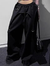 Y2K High Waist Lace-Up Straight Leg Pants