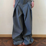 Y2K Stripe Pleated Wide Leg Trousers