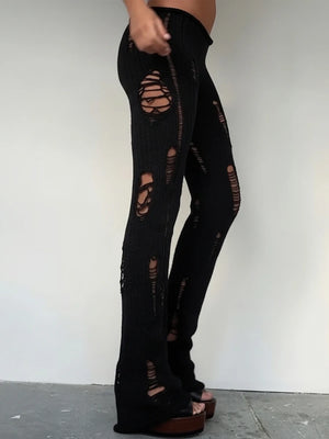 Pantalon Y2K Hollow Crochet Taille Haute Streetwear – MAUVSTUDIO®