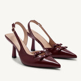 Y2K Butterfly Knot Pointy Toe Slingback Pumps