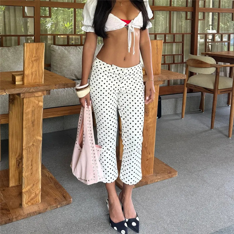 Y2K Low Rise Slim Capri Pants