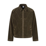 Y2K Retro Suede Jacket with Rivet Details