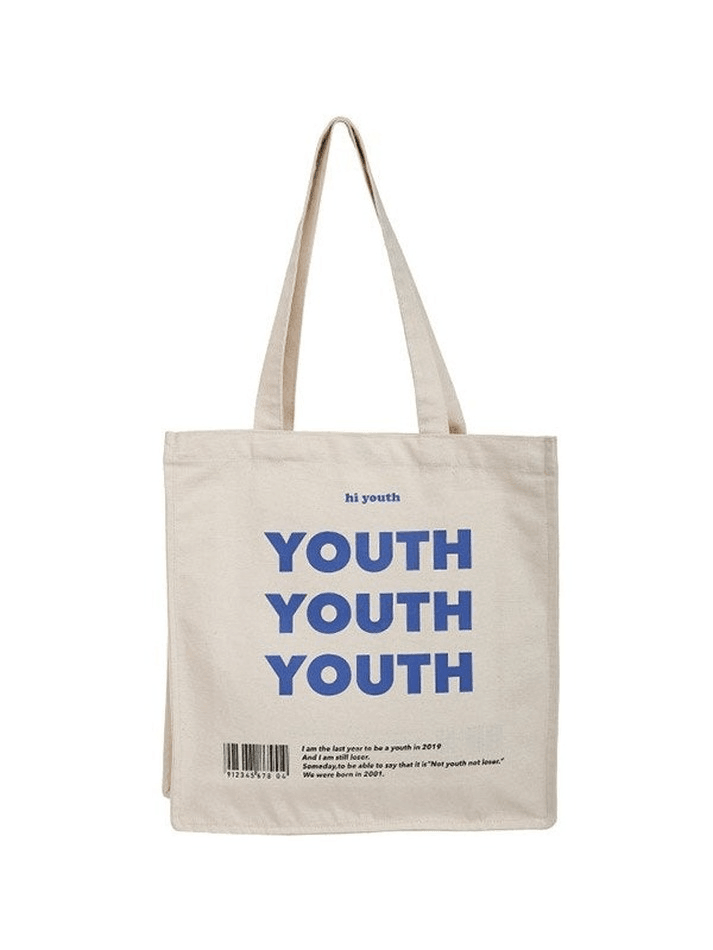 Sac cabas en toile graphique avec lettre pour jeune-Bags-MAUV STUDIO-STREETWEAR-Y2K-CLOTHING