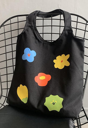 Sac en toile à imprimé de fleurs-Bags-MAUV STUDIO-STREETWEAR-Y2K-CLOTHING