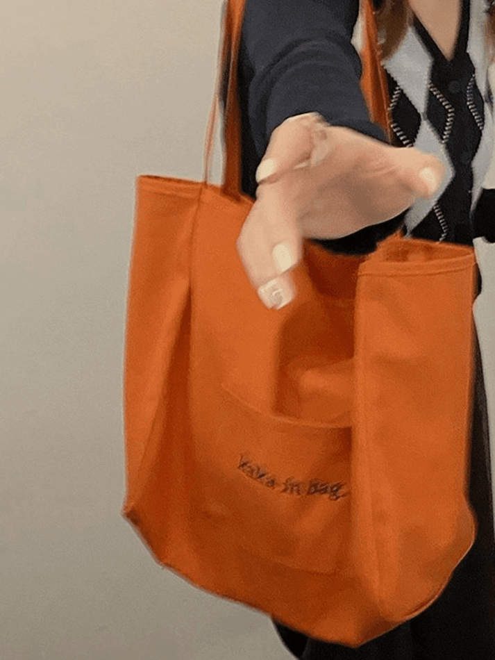 Sac fourre-tout à poche à motif de lettres-Bags-MAUV STUDIO-STREETWEAR-Y2K-CLOTHING