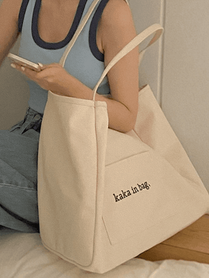 Sac fourre-tout à poche à motif de lettres-Bags-MAUV STUDIO-STREETWEAR-Y2K-CLOTHING