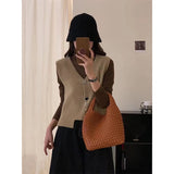 Coquette Irregular Knit V-Neck Sweater Vest