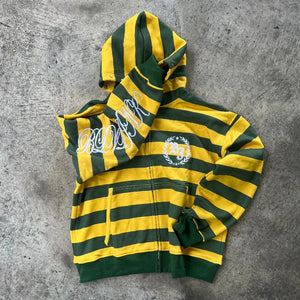 Y2K Stripe Rivet Embroidery Zip Up Hoodie back view | MAUVSTUDIO®