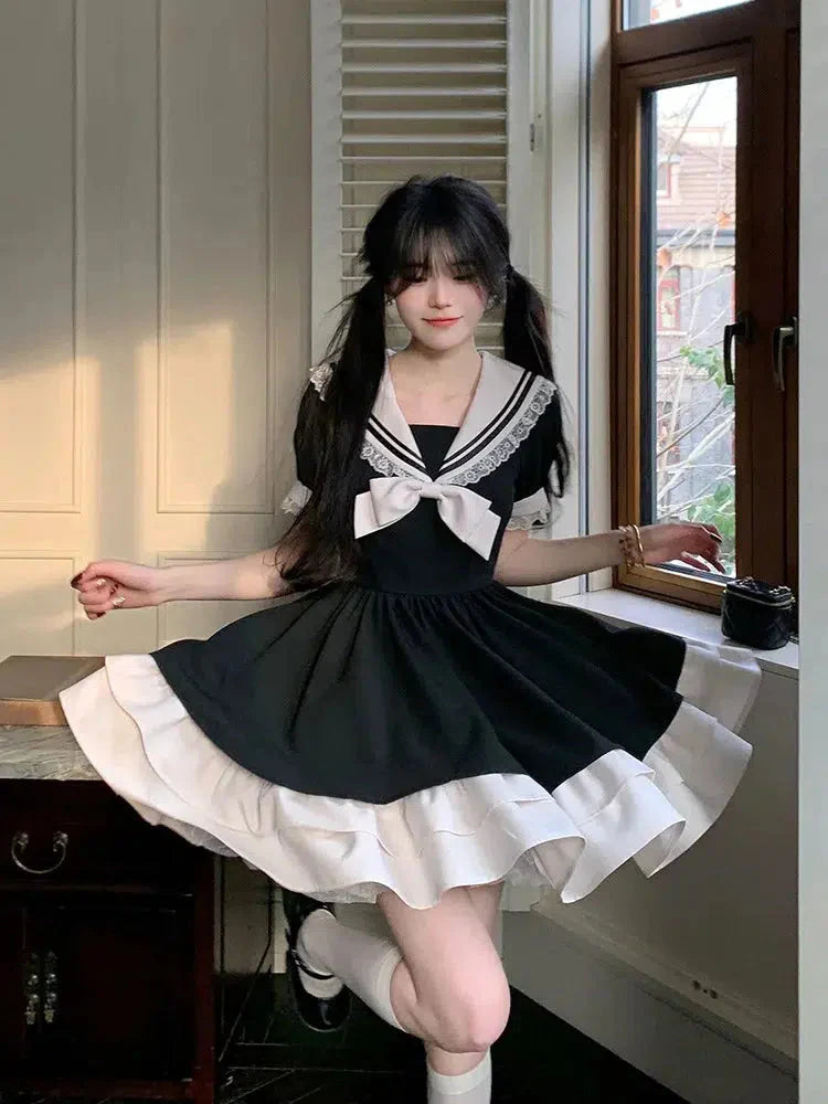 Sailor Collar Mini Dress view 3 | MAUVSTUDIO®