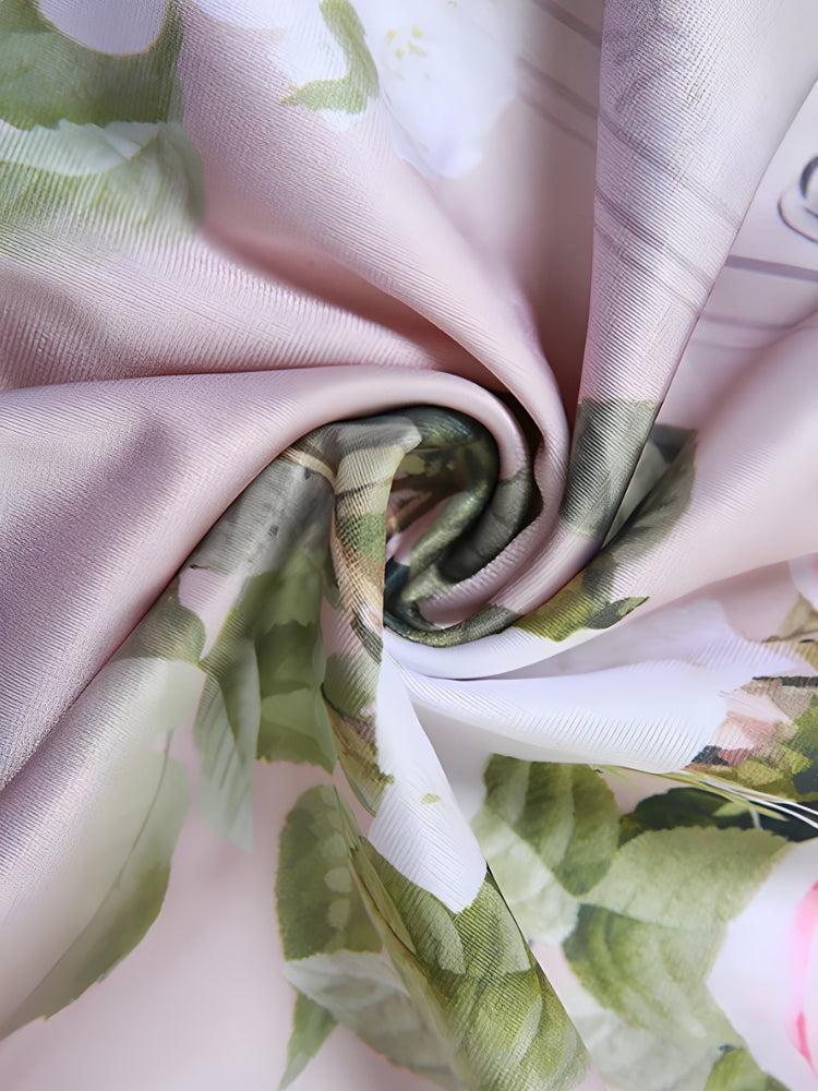 Satin Floral Midi Dress view 6 | MAUVSTUDIO®