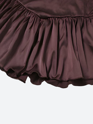 Satin Ruffled Mini Dress view 5 | MAUVSTUDIO®