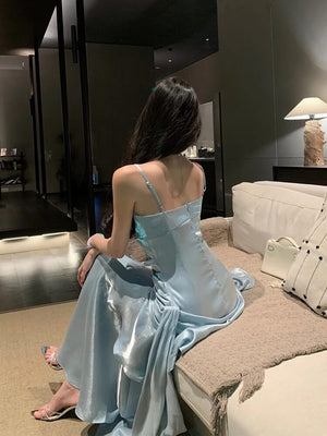 Satin Tiered Maxi Dress view 2 | MAUVSTUDIO®