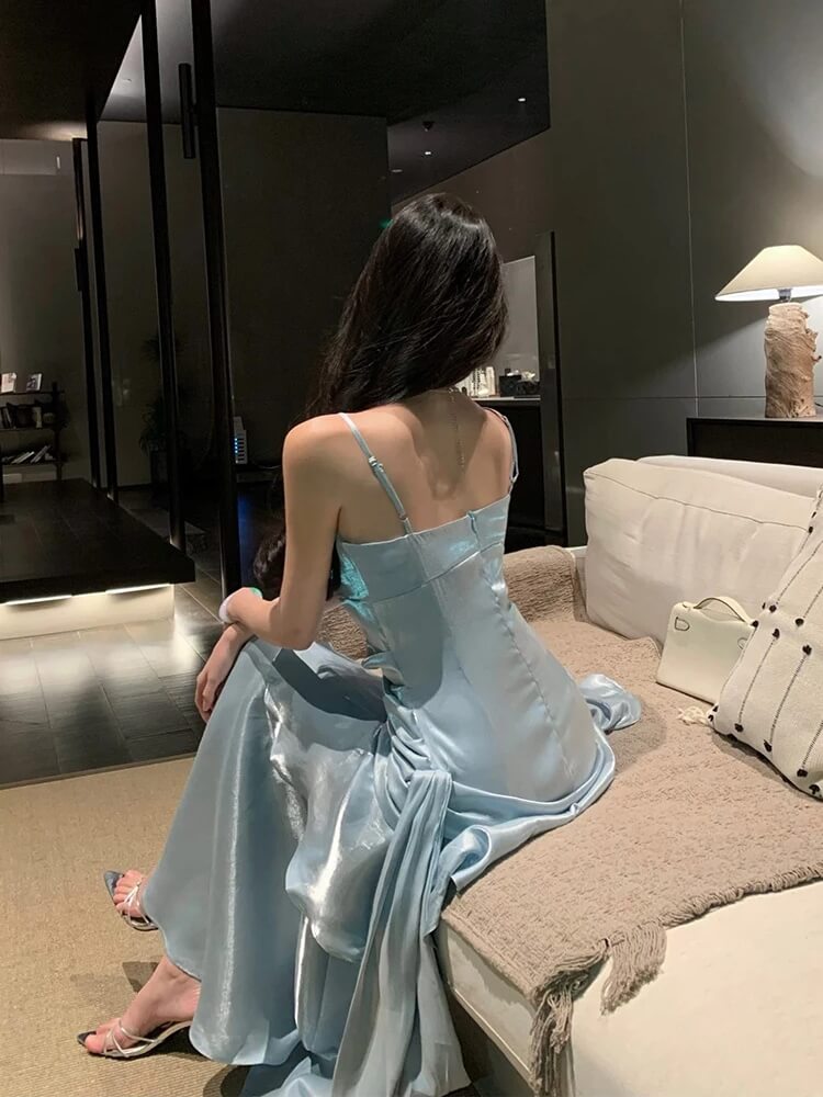 Satin Tiered Maxi Dress view 2 | MAUVSTUDIO®