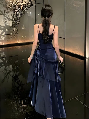Satin Tiered Maxi Dress view 3 | MAUVSTUDIO®