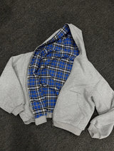 Y2K Plaid Double-Sided Zip-Up Hoodie back view | MAUVSTUDIO®
