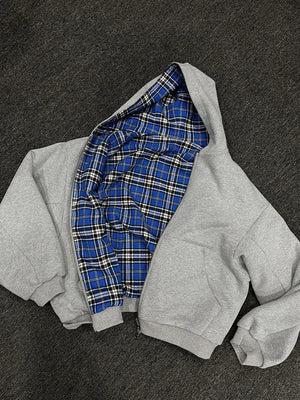 Y2K Plaid Double-Sided Zip-Up Hoodie back view | MAUVSTUDIO®