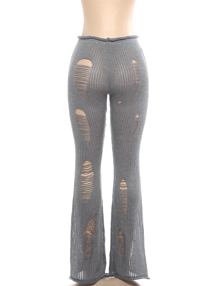 Pantalon Y2K Hollow Crochet Taille Haute Streetwear – MAUVSTUDIO®