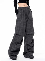 Y2K Plaid High Waist Cargo Pants