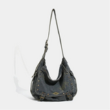 Y2K Washed Denim Large Satchel Shoulder Bag