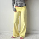 Y2K Fold-Over Wide Leg Sweatpants