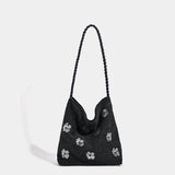 Y2K Denim Sequin Floral Bucket Shoulder Bag