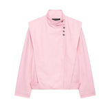 Streetwear Button Wrap High Neck Jacket