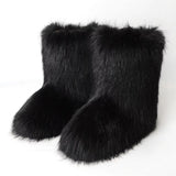 Y2K Fluffy Faux Fur Mid-Calf Snow Boots