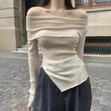 Coquette Slash Neck Backless Knit Sweater