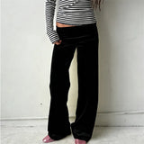 Y2K Fold-Over Wide Leg Sweatpants