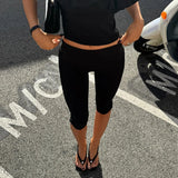 Y2K Fold Over Split Hem Capri Pants