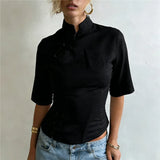 Vintage Cheongsam Frog Button Slim Top