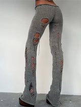 Pantalon Y2K Hollow Crochet Taille Haute Streetwear – MAUVSTUDIO®