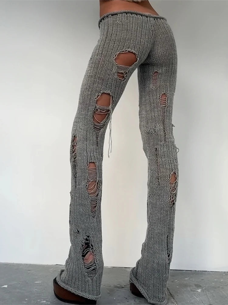 Pantalon Y2K Hollow Crochet Taille Haute Streetwear – MAUVSTUDIO®