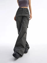 Y2K High Waist Flare Cargo Pants