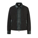 Y2K Striped Crocodile Effect Leather Jacket