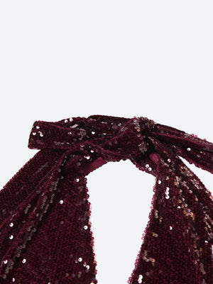 Sequined Backless Mini Dress view 6 | MAUVSTUDIO®