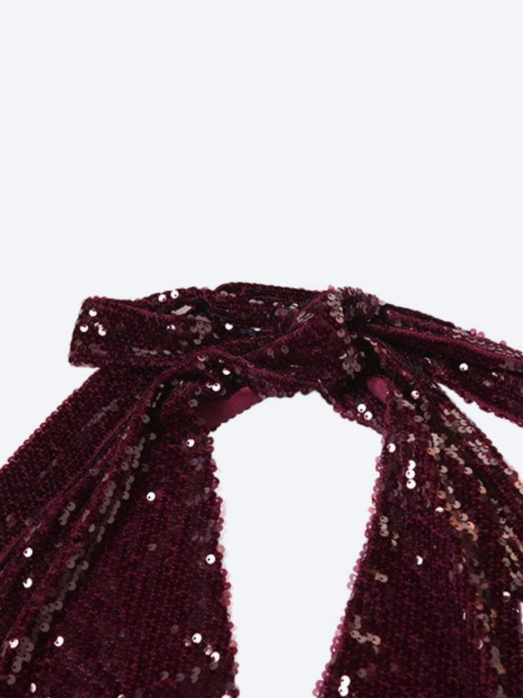 Sequined Backless Mini Dress view 6 | MAUVSTUDIO®