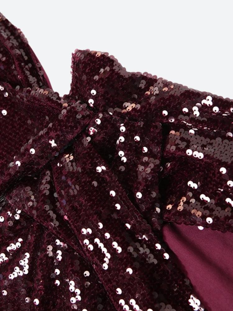 Sequined Backless Mini Dress view 7 | MAUVSTUDIO®