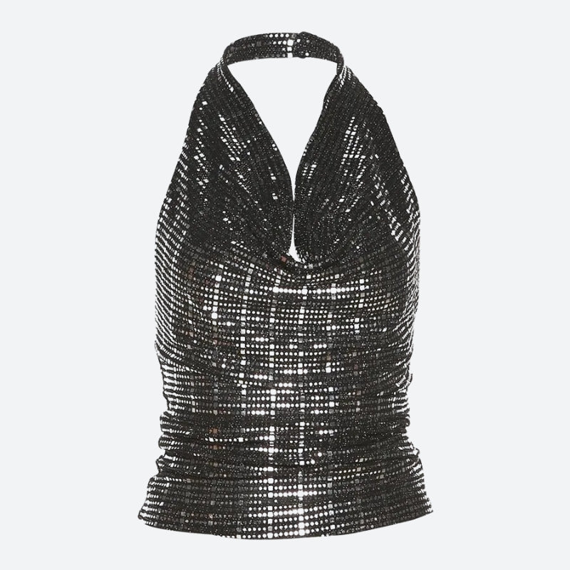 Sequined Halter Neck Top – MAUVSTUDIO®