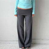 Y2K Fold-Over Wide Leg Sweatpants