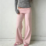 Y2K Fold-Over Wide Leg Sweatpants