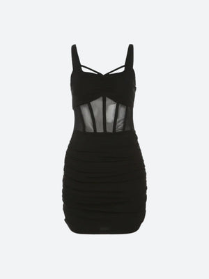 Sheer Bodice Mini Dress view 4 | MAUVSTUDIO®