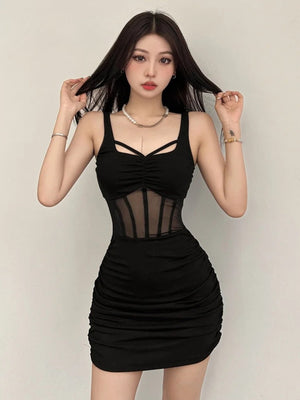 Sheer Bodice Mini Dress view 8 | MAUVSTUDIO®
