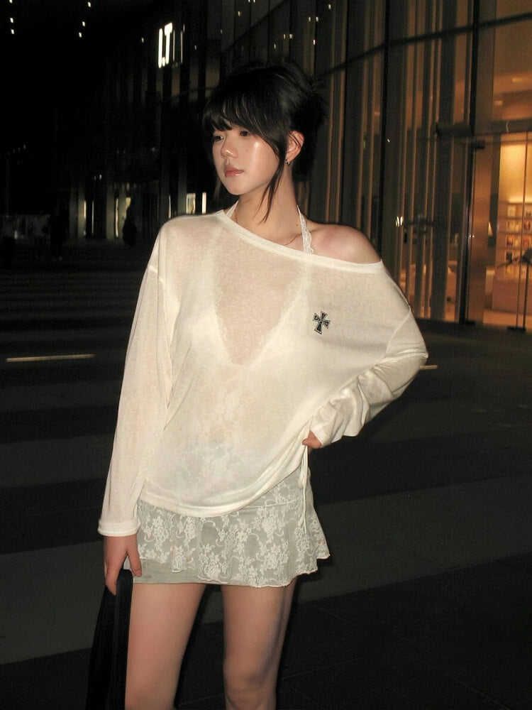 Sheer Cross One Shoulder Top – MAUVSTUDIO®