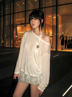 Sheer Cross One Shoulder Top – MAUVSTUDIO®