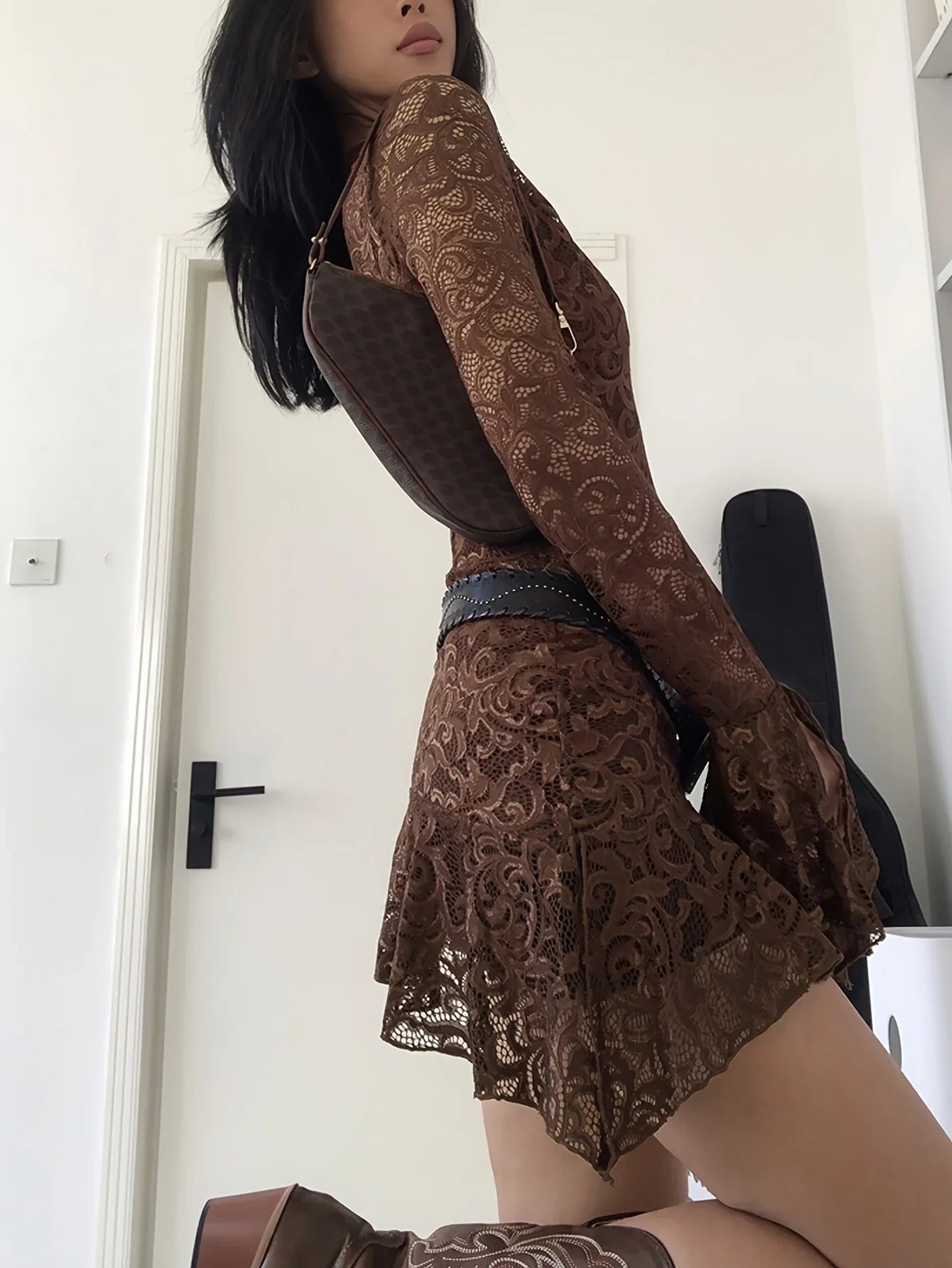 Sheer Lace Mini Dress – MAUVSTUDIO®