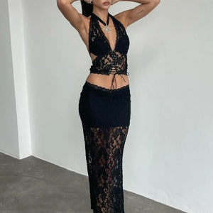 , Y2K skirt styled with a crop top