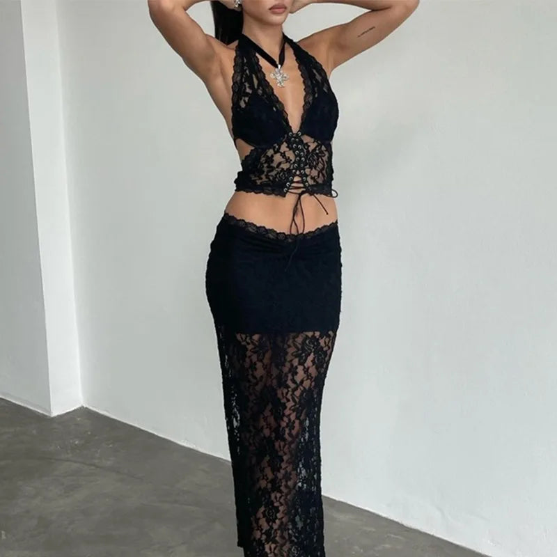 , Y2K skirt styled with a crop top