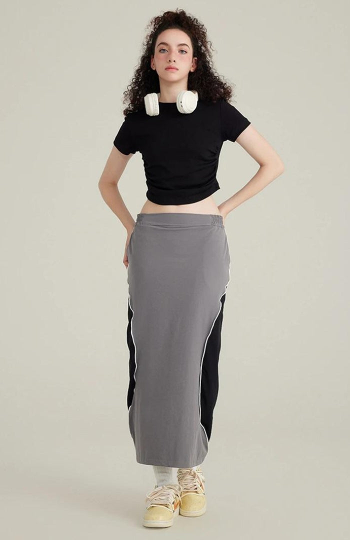 Side Ruched Crop Top-Mauv Studio