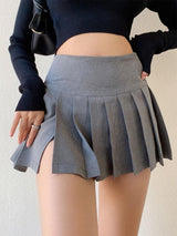 Side Slit College Mini Skirt-Mauv Studio